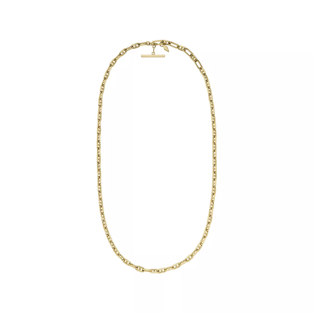 Gliederkette FOSSIL "Schmuck Geschenk Messing Halsschmuck HERITAGE D-LINK", gold (gelbgoldfarben), Halsketten, Damen, Messing, L: 42,5 B: 3,5mm, Gliederkette, B:3,5mm