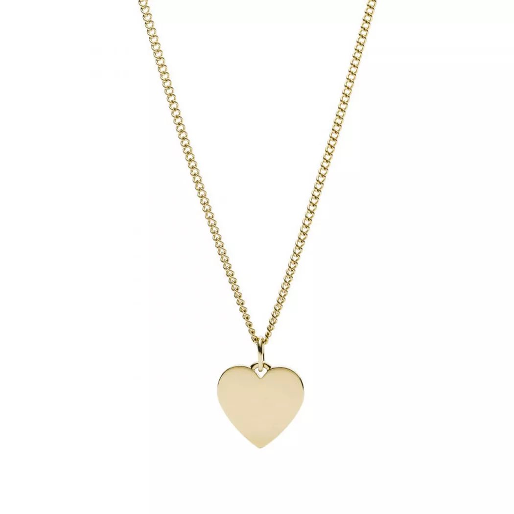 Kette mit Anhänger FOSSIL "Schmuck Edelstahl DREW HEART VINTAGE ICONIC Herz", gold (gelbgoldfarben), Halsketten, Damen, Edelstahl, L: 51