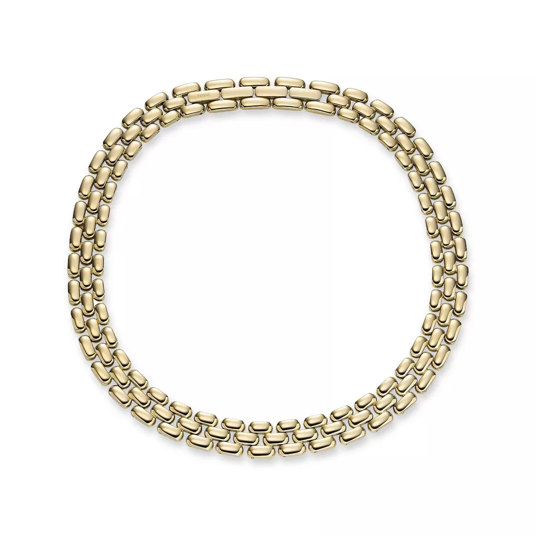 Kette ohne Anhänger FOSSIL "Schmuck Geschenk Edelstahl Halskette Arden", gold (gelbgoldfarben), Halsketten, Damen, Edelstahl, L: 45,5 B: 14,1mm, B:14,1mm