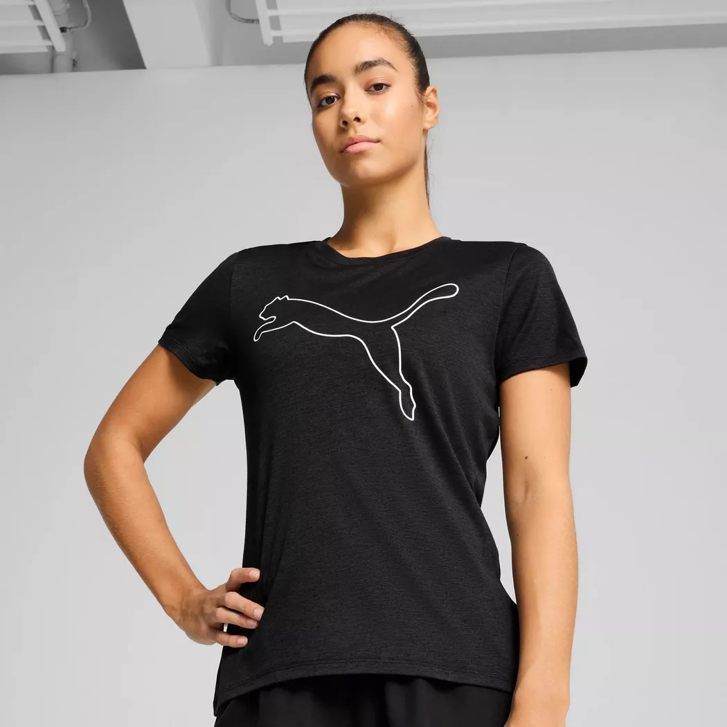 Puma W TAD Essential Heather Logo Tee Black M