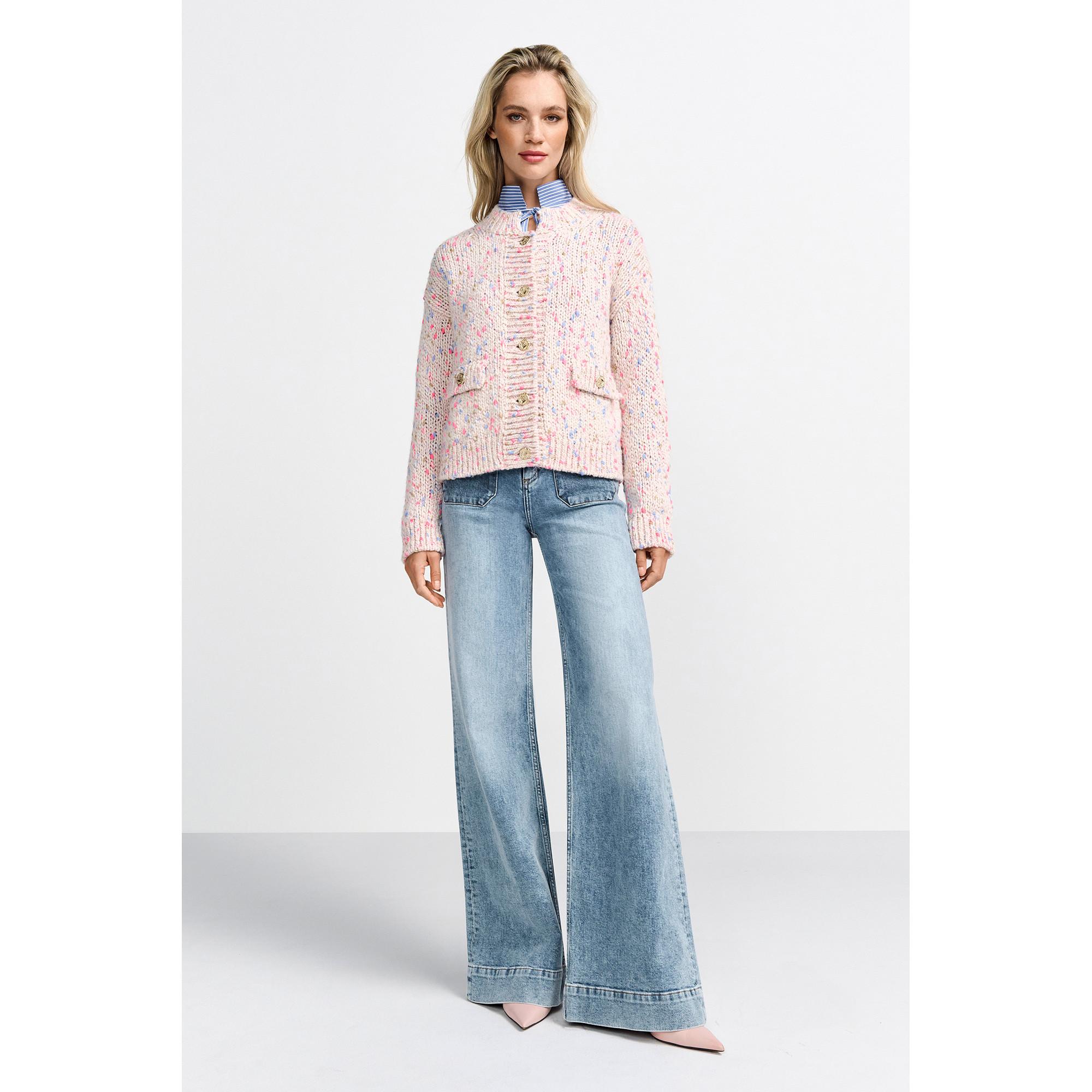 Rich & Royal Cardigan in maglia bouclé con bottoni dorati  