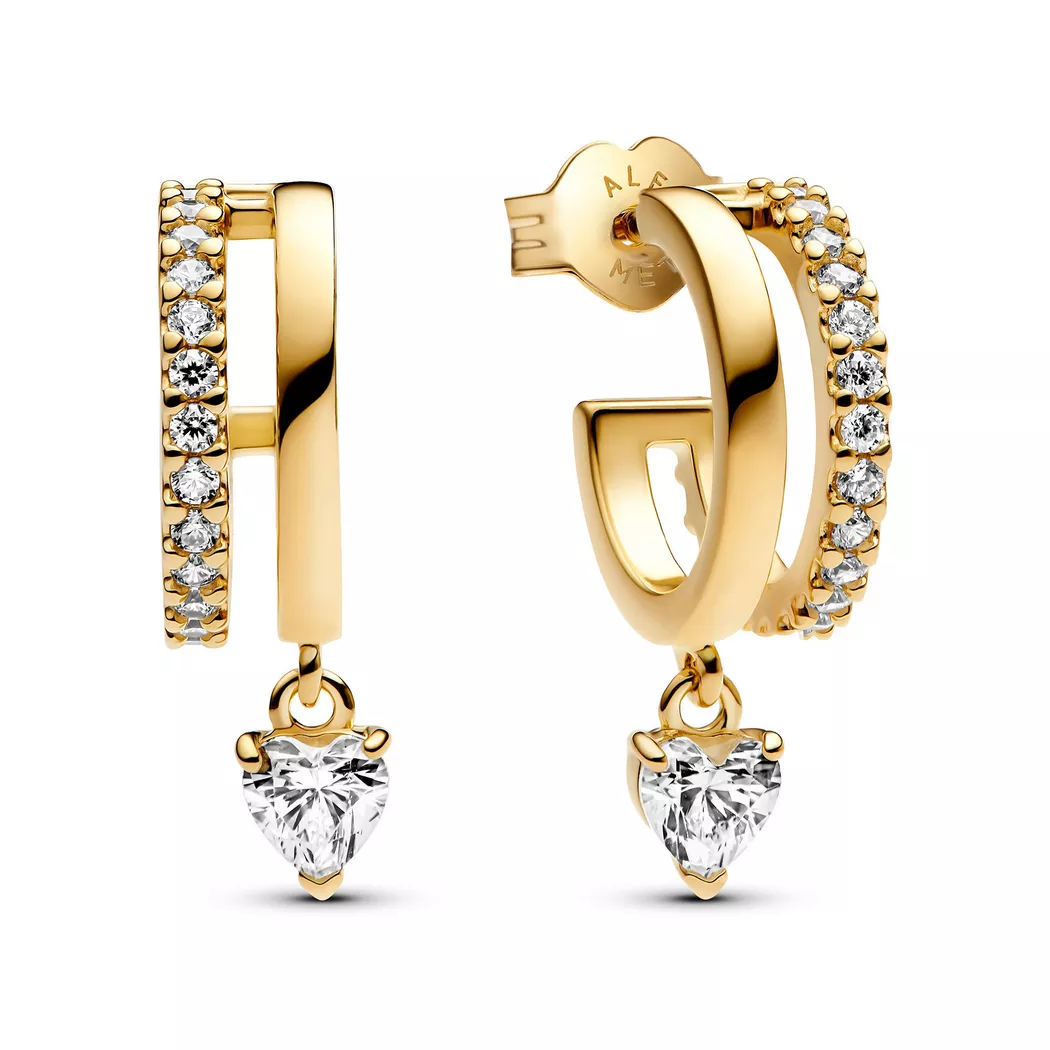 Pandora Dangling Heart Hoop Earrings