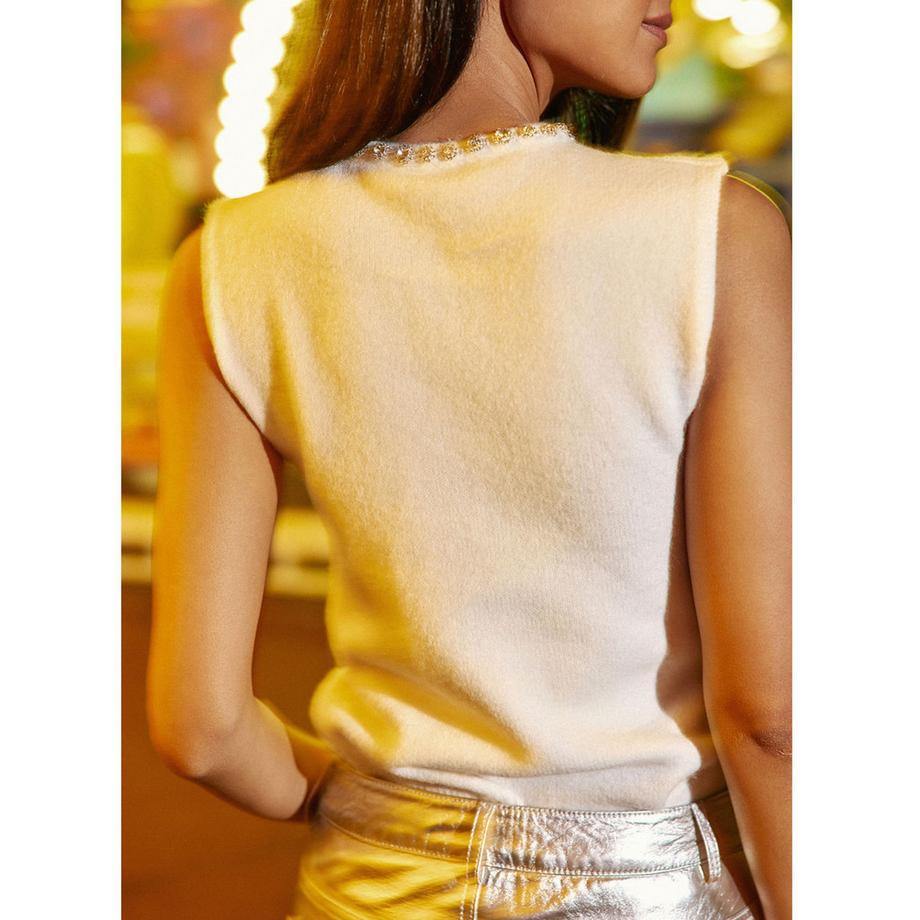 La Petite Etoile Ärmelloser Pullover mit Strass-Detail  