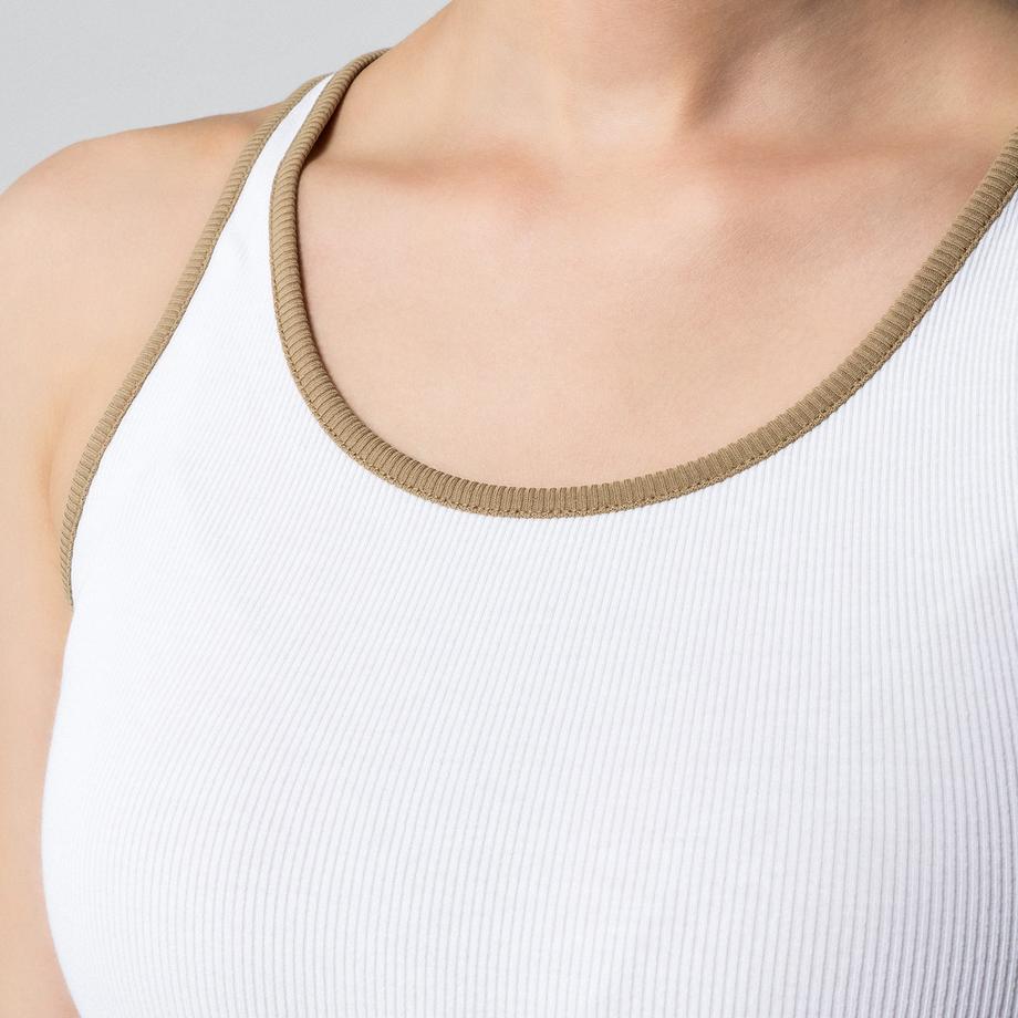 Manor Woman Débardeur côtelé avec bordure contrastée  