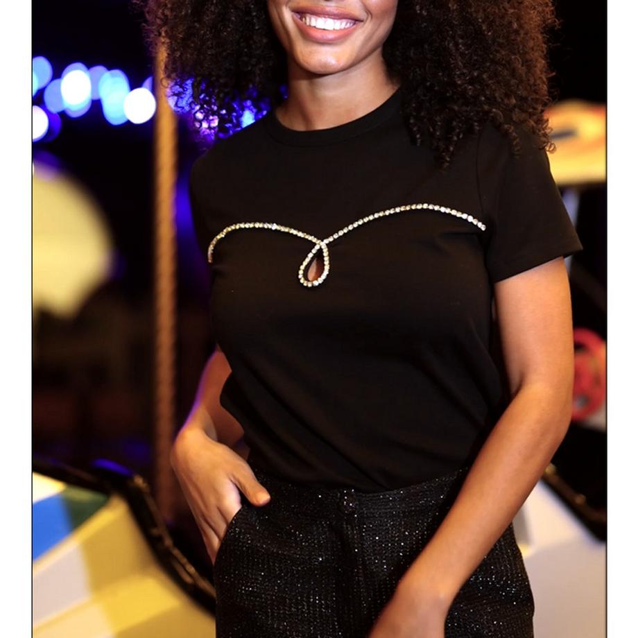 La Petite Etoile T-Shirt Decorazione Strass  