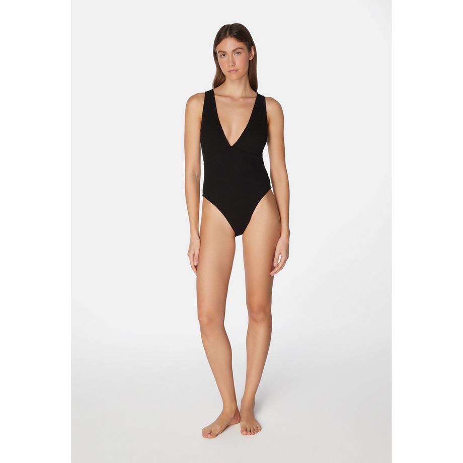 Sorbet Island Ariel Strukturierter Plunge Neck Badeanzug  