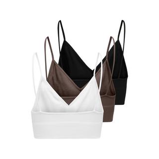 Only Lingerie Vicky Top Corto a Costine Scollo a V Confezione da 3  