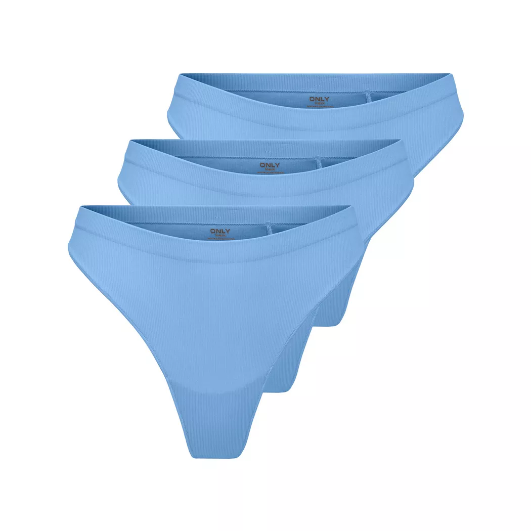 Only Lingerie - Triopack, String, für Damen, Hellblau, Größe M/L