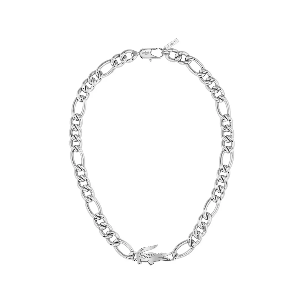 Edelstahlkette LACOSTE "CROCODILE", silber (edelstahlfarben), Halsketten, Damen, Edelstahl, L: 56, Edelstahlkette