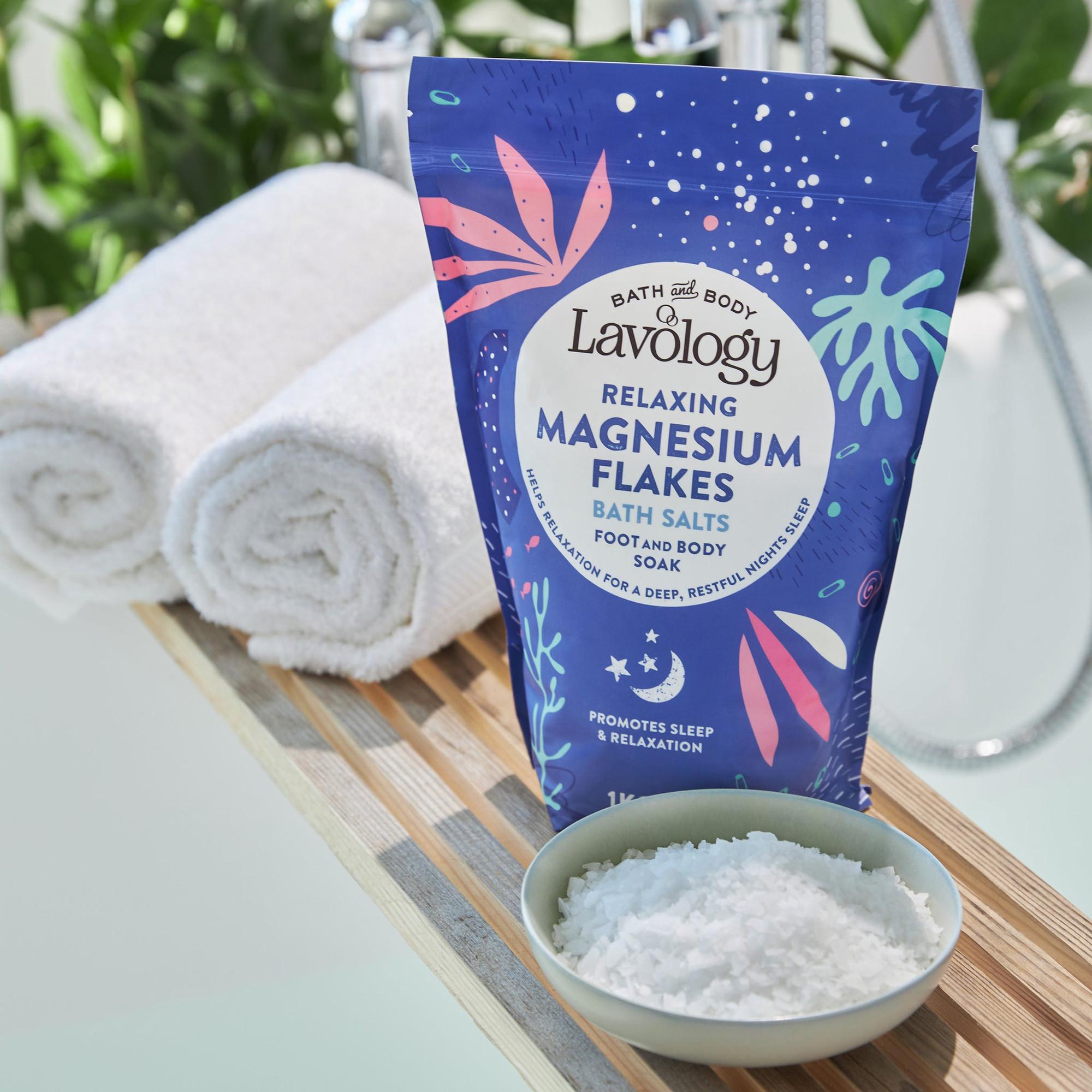 Lavology Magnesium Flakes 1kg Relaxing Magnesium Flakes Badesalte 