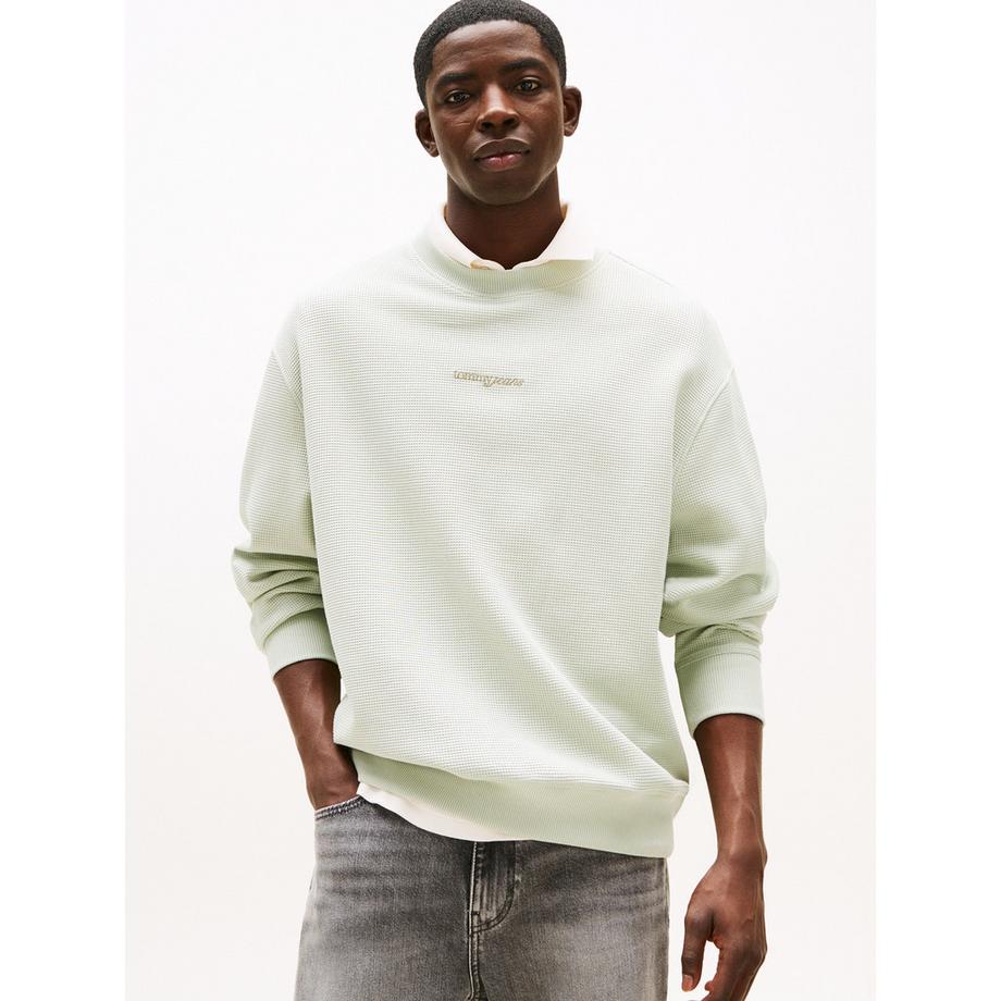 TOMMY JEANS TJM RLX Waffle Script Crew Sweatshirt  