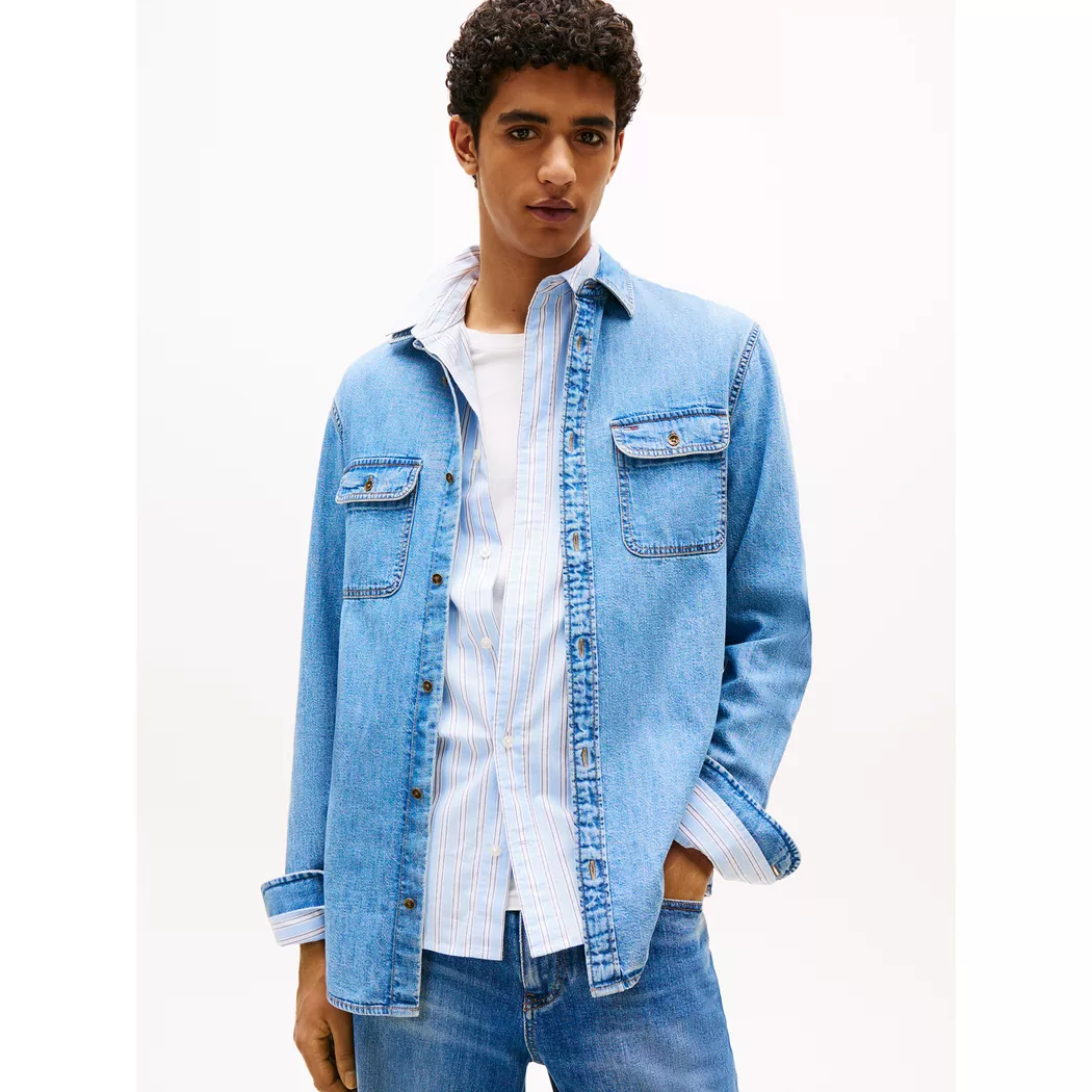 Tommy Jeans - Hemd, kurzarm, für Herren, Hellblau Denim, Größe M