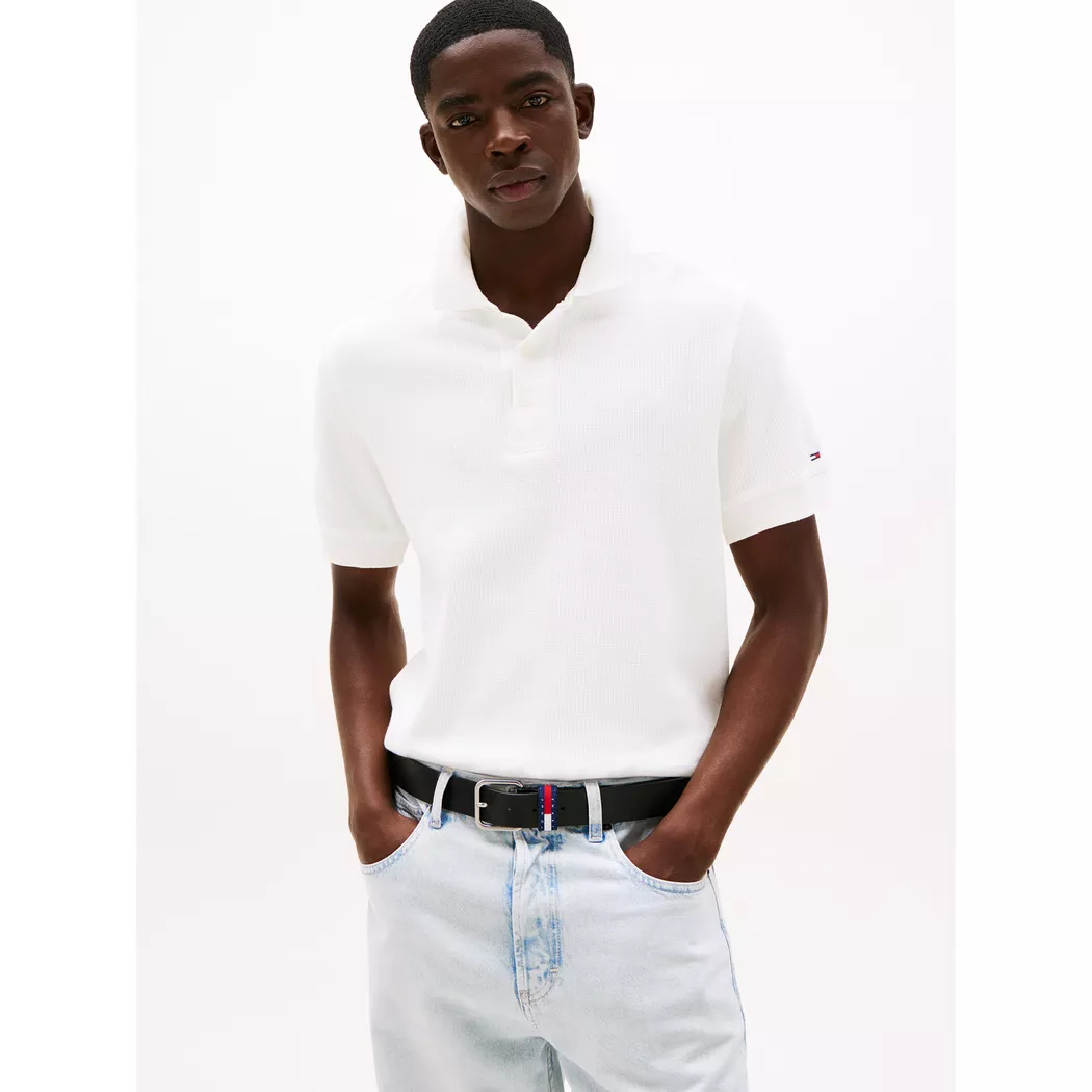 Tommy Jeans pour homme. DM0DM15370 TJM Slim polo shirt blanc (S), Casuel, Manche courte, Le coton biologique, Durable