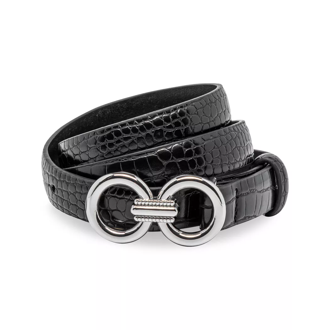 Manor Woman - Schmaler Kunstledergürtel, für Damen, Black, Größe 95