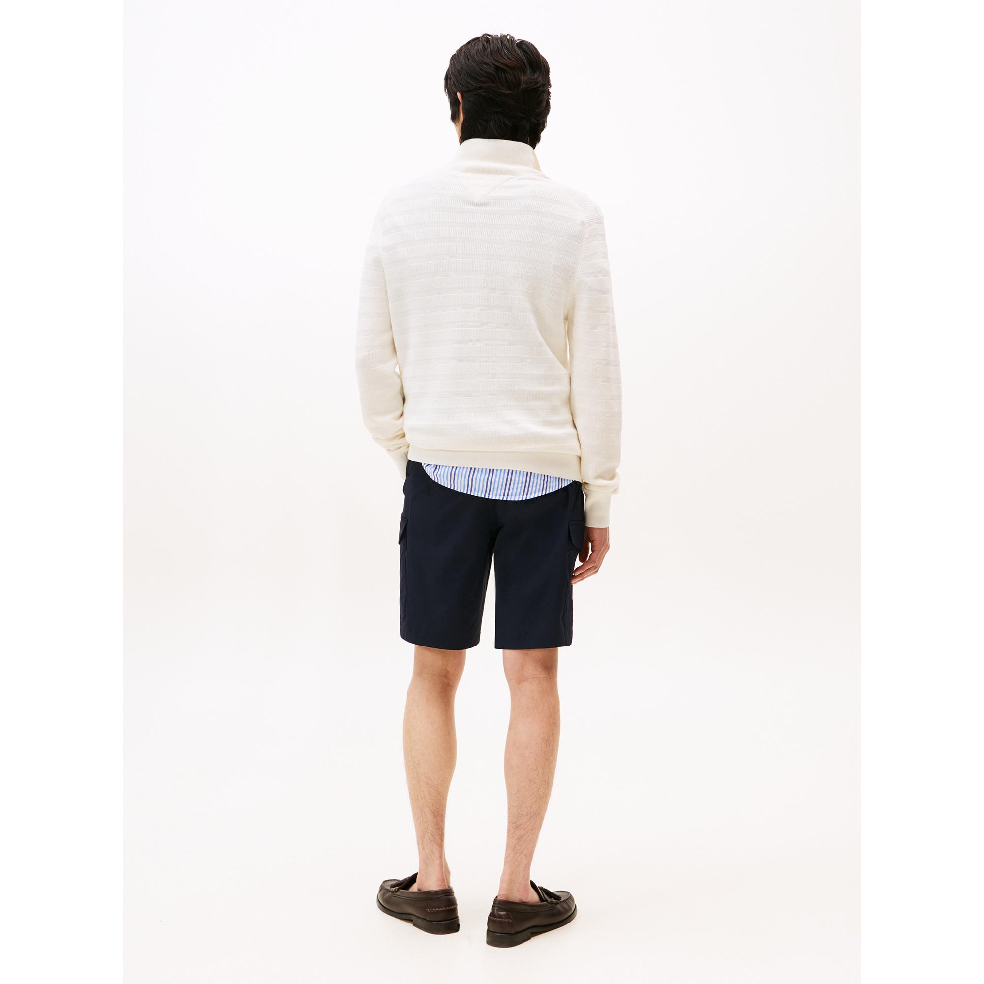 TOMMY HILFIGER Stripe Structure Zip Mock Pull  