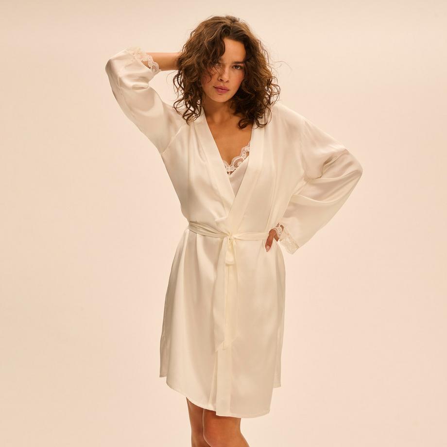 SIMONE PERELE Kimono avec Bordure en Dentelle  