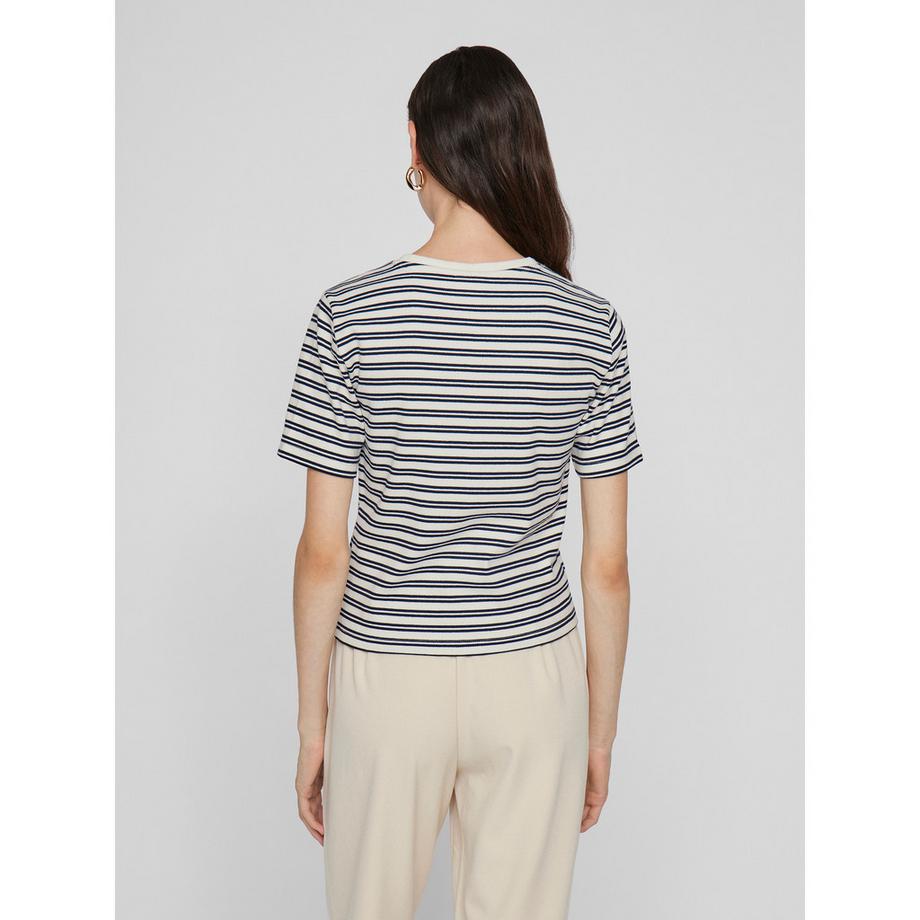 VILA T-shirt Côtelé Manches Courtes  