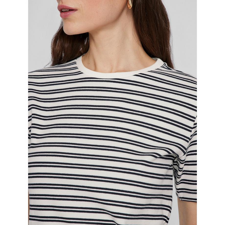 VILA T-shirt Côtelé Manches Courtes  