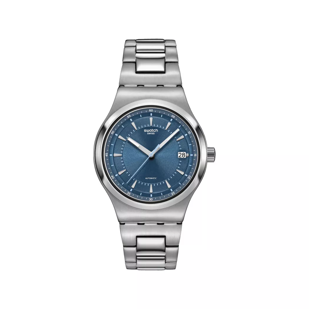 Swatch - Automatikuhr, Shimmer At Dusk, 43mm, Silber