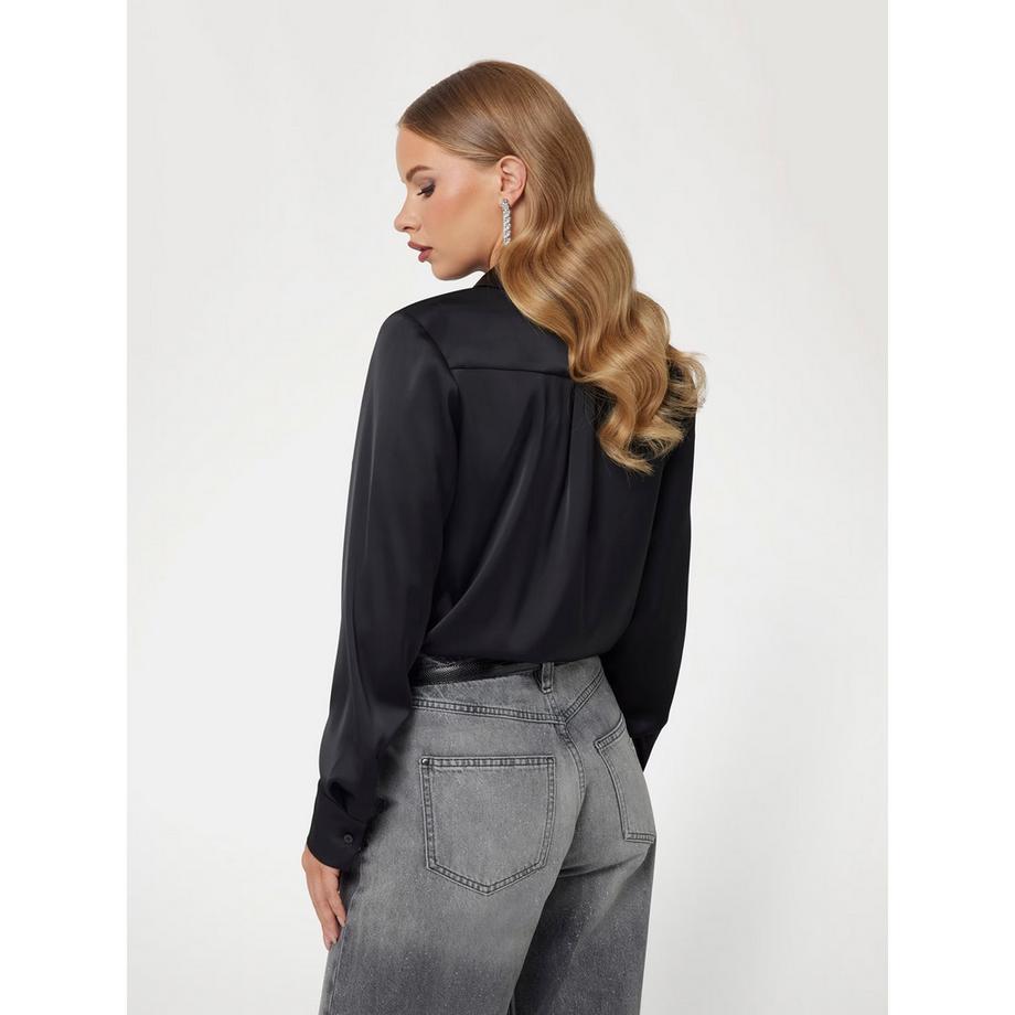 GUESS Camicetta in raso a maniche lunghe con tasche decorate  