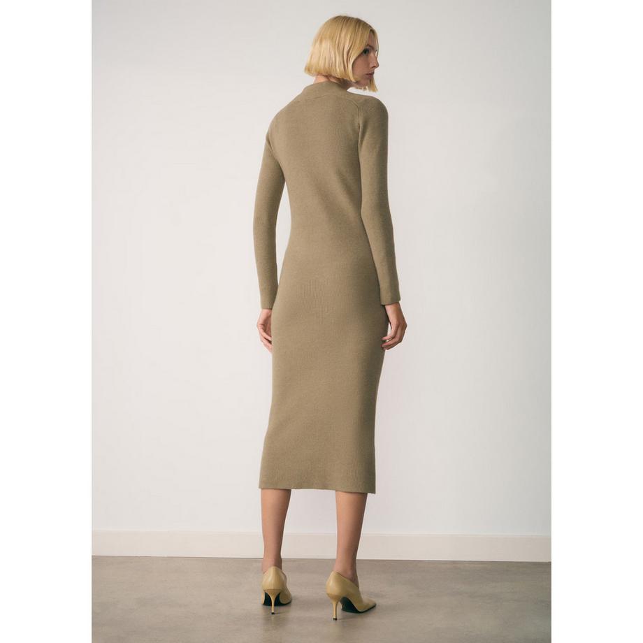 MANGO VLADI Rippstrick Half Zip Midikleid  