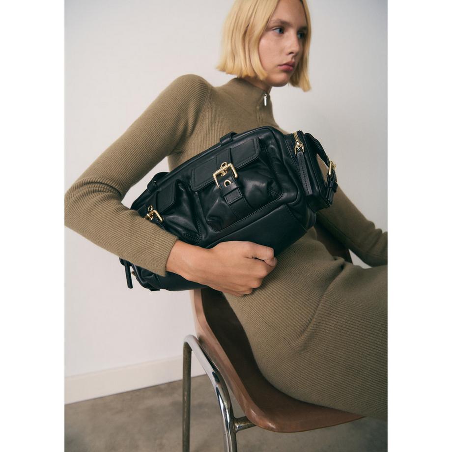 MANGO VLADI Rippstrick Half Zip Midikleid  