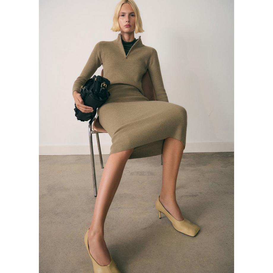 MANGO VLADI Rippstrick Half Zip Midikleid  