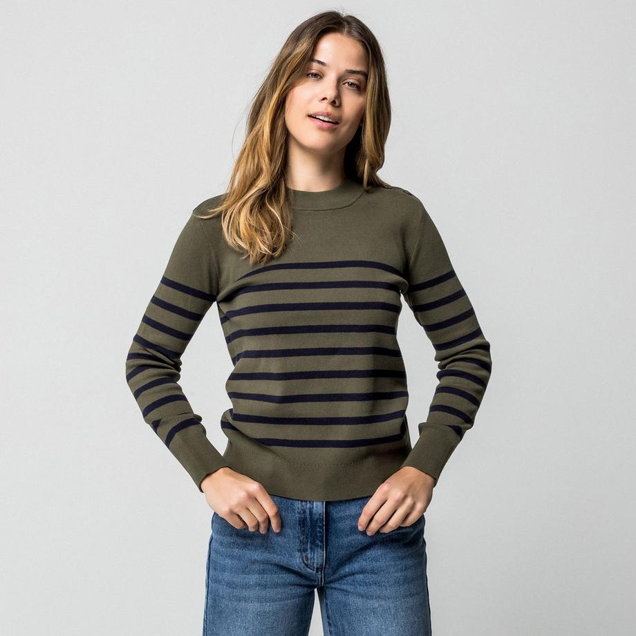 Manor Woman Pullover a righe con bottoni  