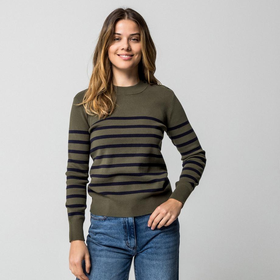 Manor Woman Pullover a righe con bottoni  