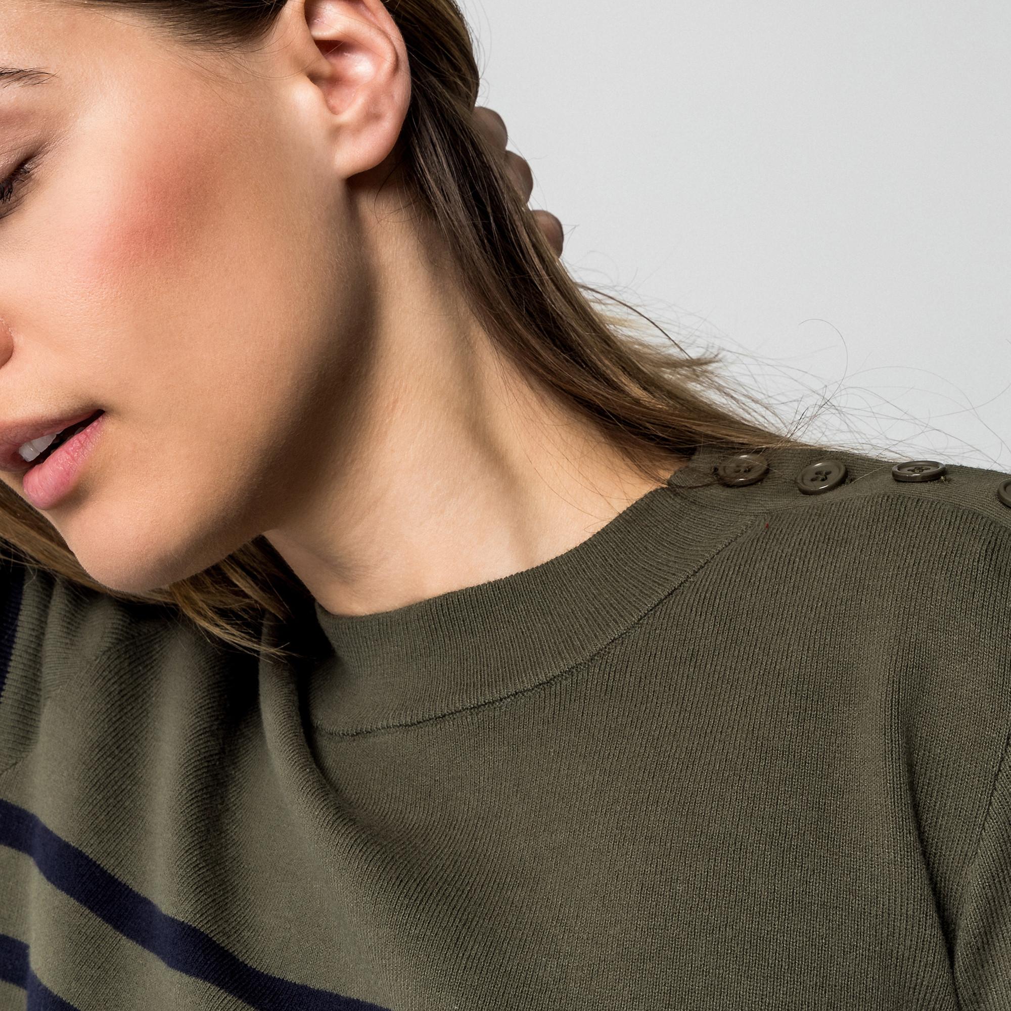 Manor Woman Gestreifter Pullover mit Knöpfen  