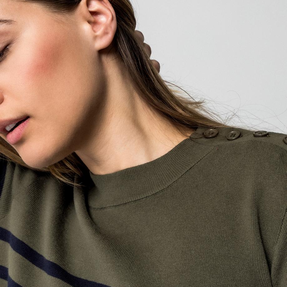 Manor Woman Pullover a righe con bottoni  