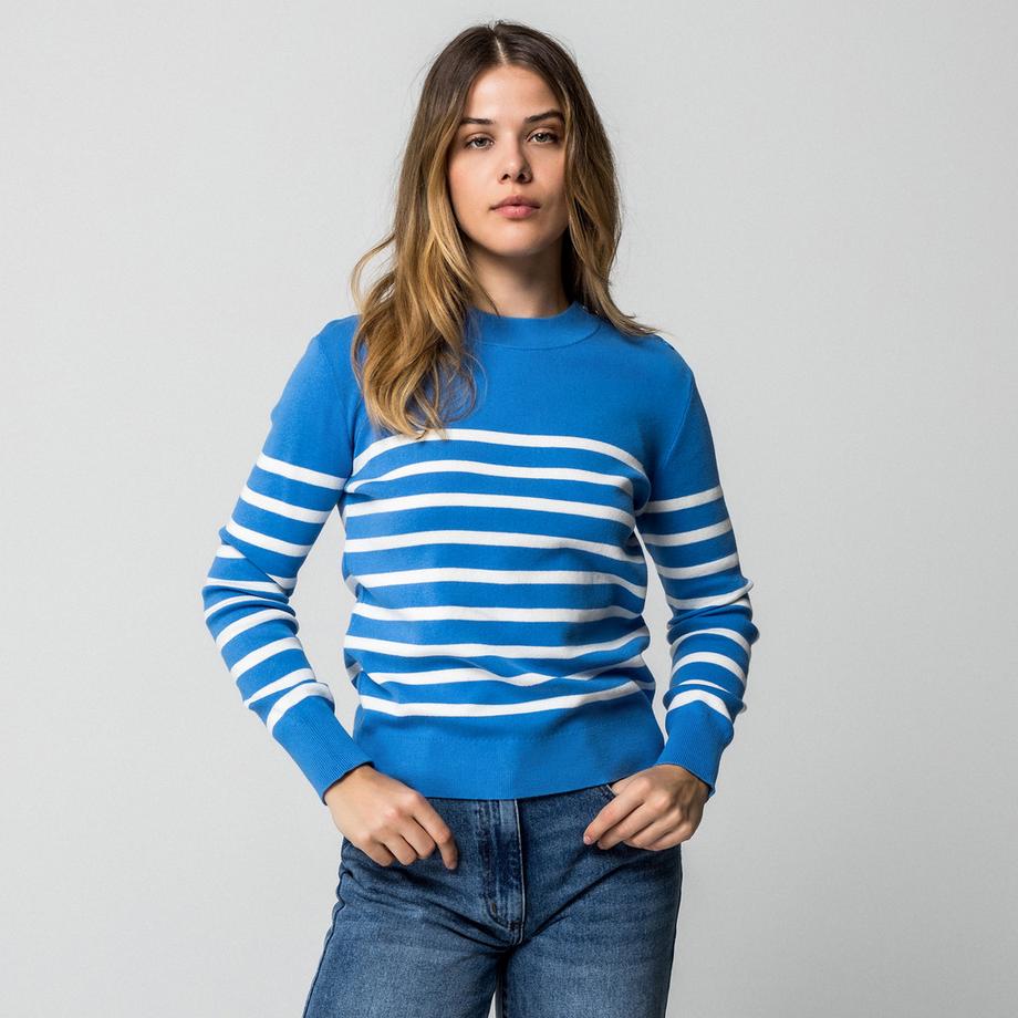 Manor Woman Gestreifter Regular Fit Pullover mit Knöpfen  