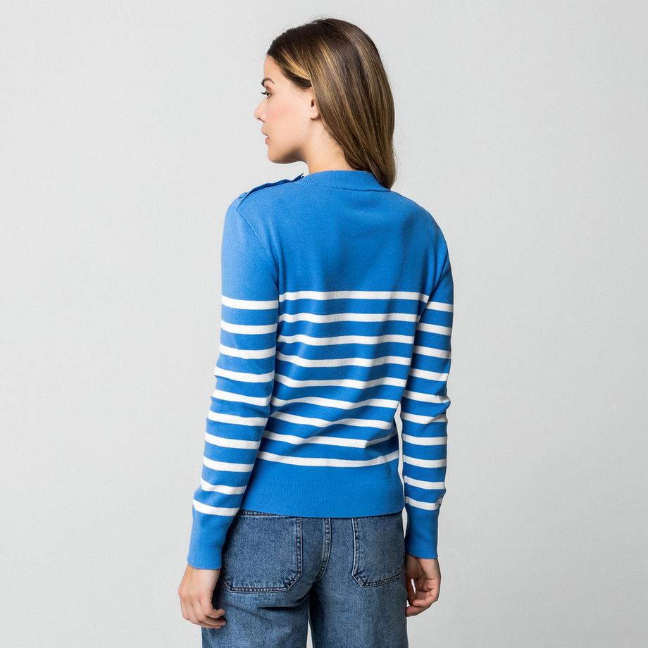 Manor Woman Gestreifter Regular Fit Pullover mit Knöpfen  