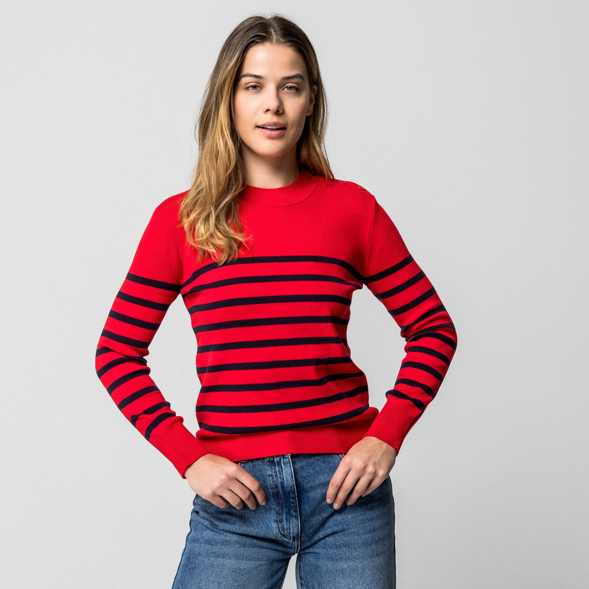 Manor Woman Pullover a righe con bottoni  