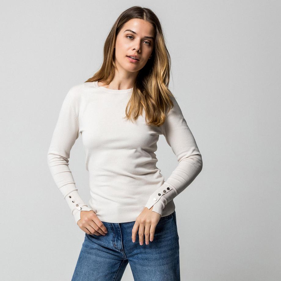 Manor Woman Pull en maille fine avec boutons décoratifs  