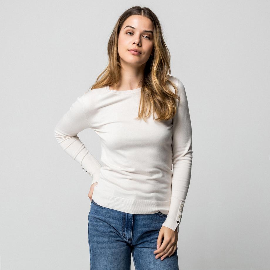 Manor Woman Pull en maille fine avec boutons décoratifs  