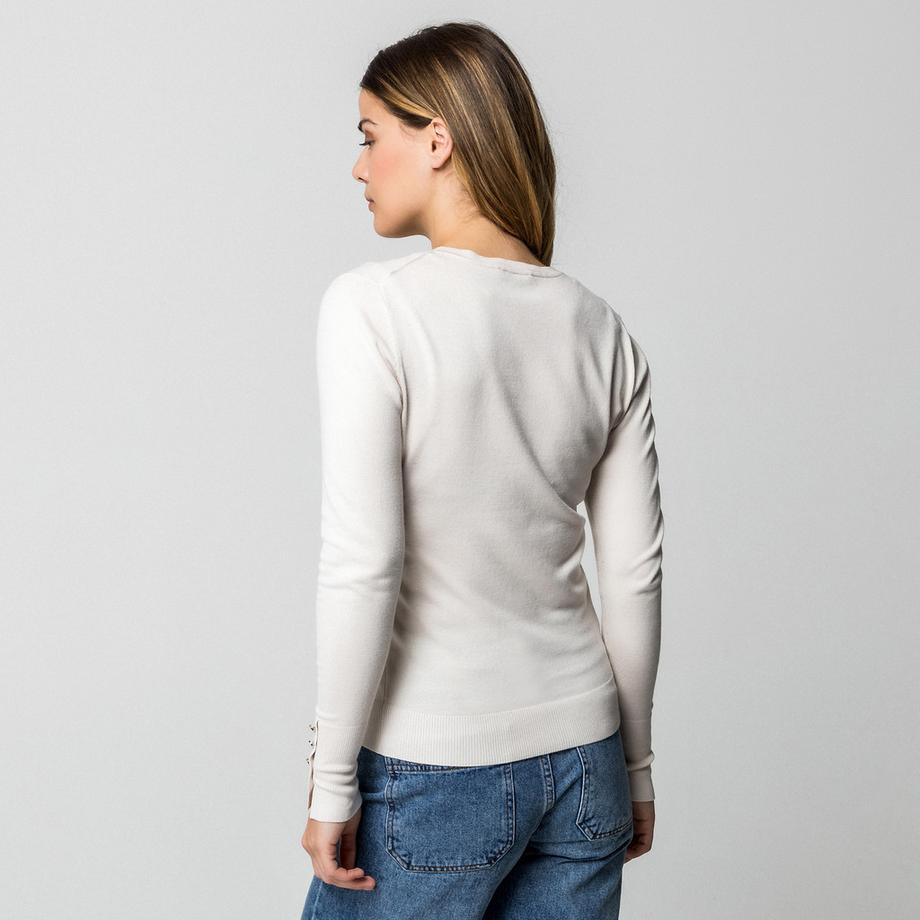 Manor Woman Pull en maille fine avec boutons décoratifs  