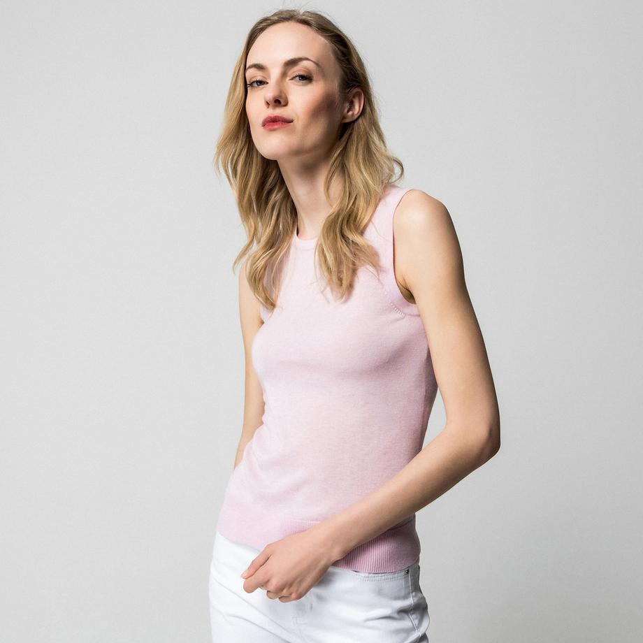 Manor Woman Pull sans manches col rond rayé  