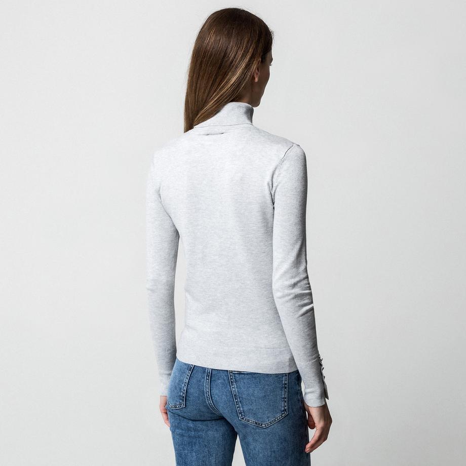 Manor Woman Maglione Dolcevita con Bottoni Decorativi  