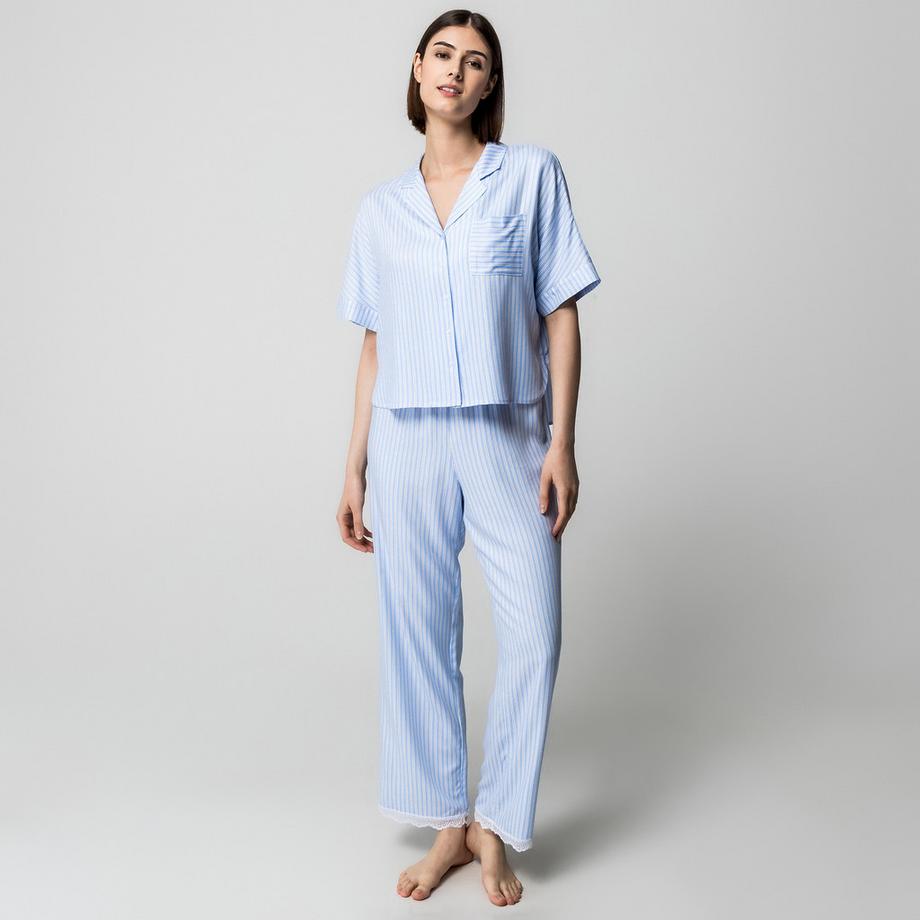 Manor Woman Maglia pigiama a righe maniche corte  