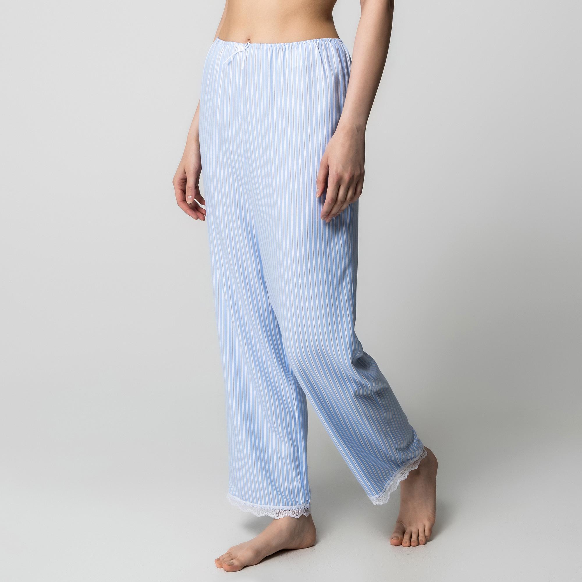Manor Woman Pantaloni pigiama a righe Regular Fit con pizzo  
