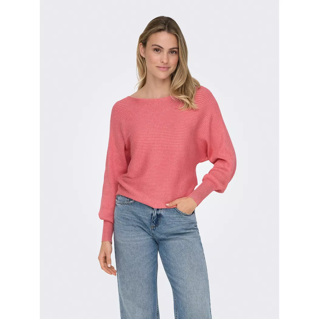 Strickpullover ONLY "ONLADALINE L/S SHORT PULLO KNT NOOS", Damen, Gr. S, rosa (tea rose detail:with melange), Strick, Obermaterial: 80% Viskose, 20% Nylon, meliert, regular fit normal, U-Boot-Ausschnitt, Rippstrickbündchen, Pullover Strickpullover, Viskos 2