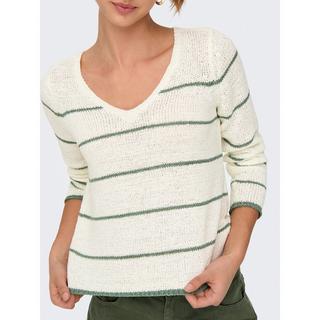 ONLY Gestreifter V-Ausschnitt Pullover  