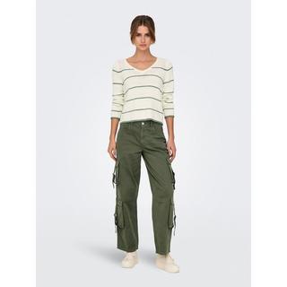 ONLY Gestreifter V-Ausschnitt Pullover  