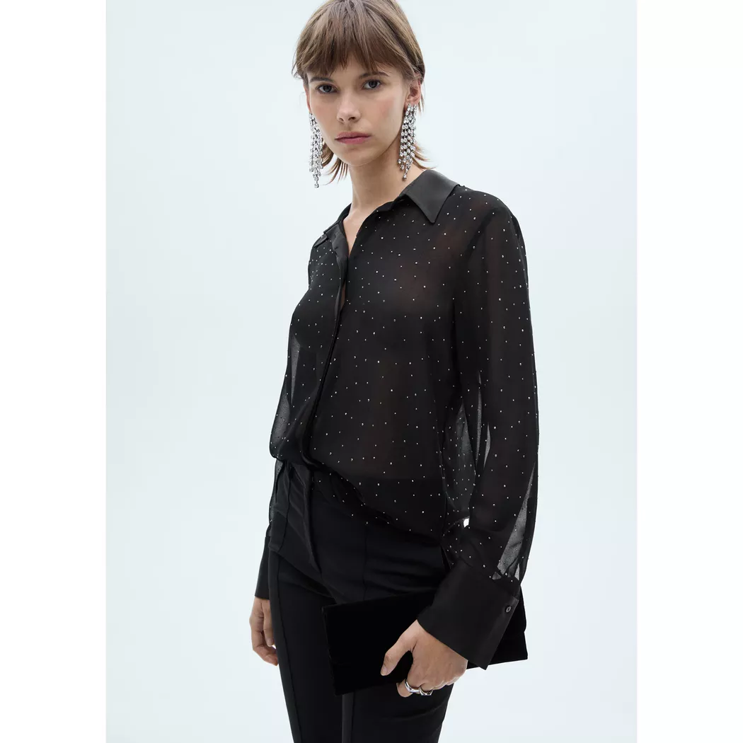 Mango - Bluse, für Damen, Black, Größe S 3