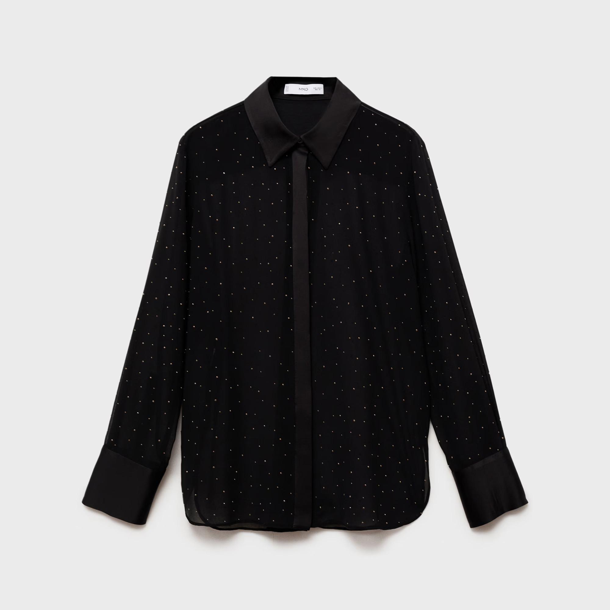 MANGO Barthes Chemisier à Manches Longues Clouté  