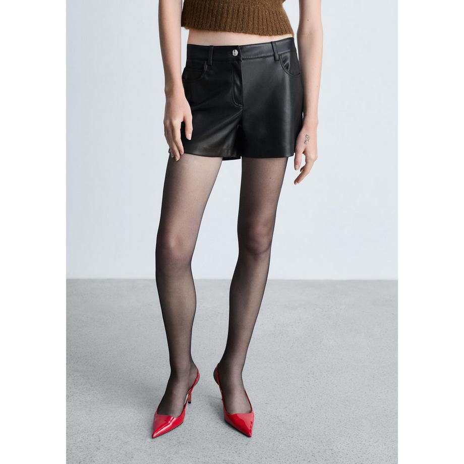 MANGO Bonnie Kunstleder Straight Fit Shorts  