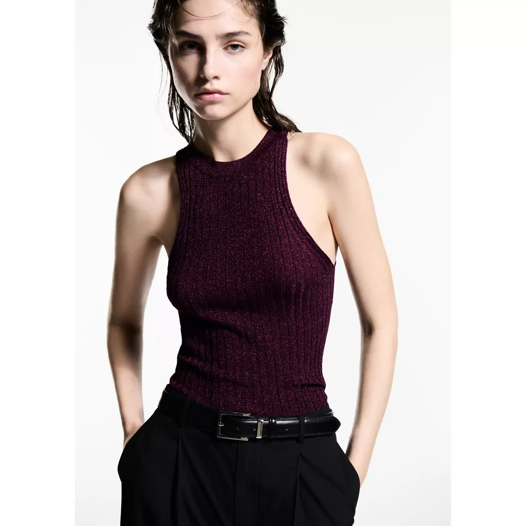 Mango - Top, für Damen, Dunkelviolett, Größe XS