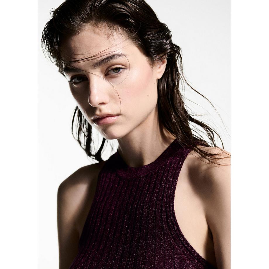 MANGO KLONGUI Geripptes Neckholder Top  