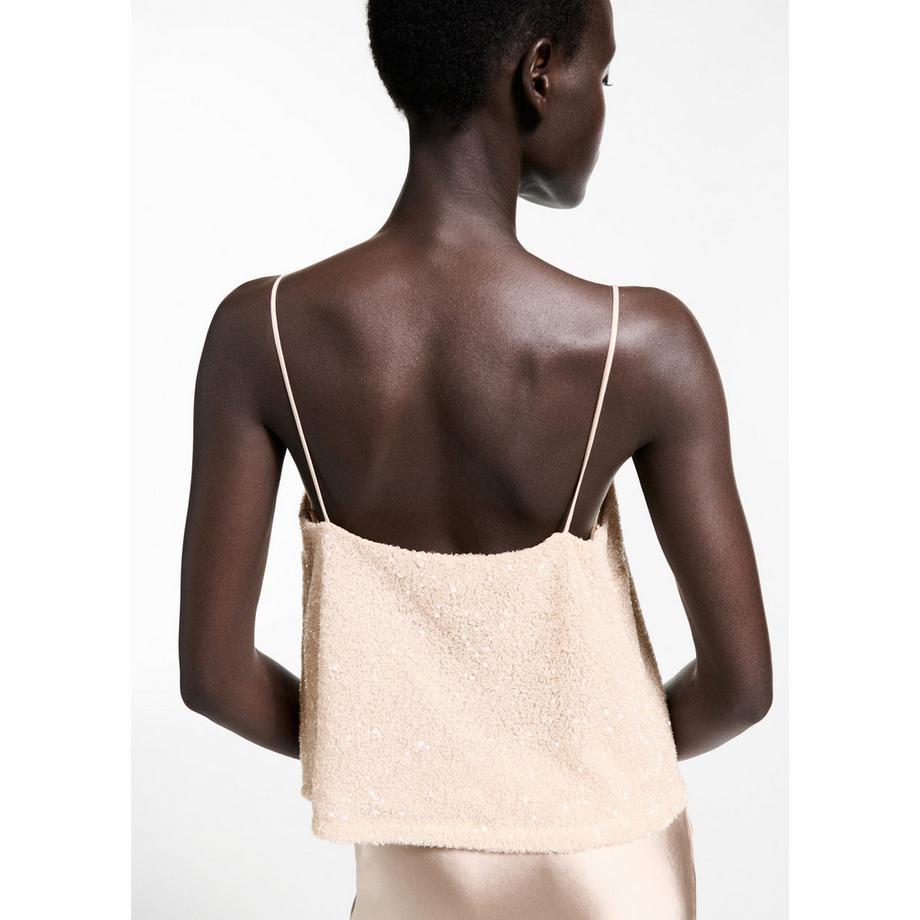 MANGO XLENJU Pailletten Spaghettiträger Top  